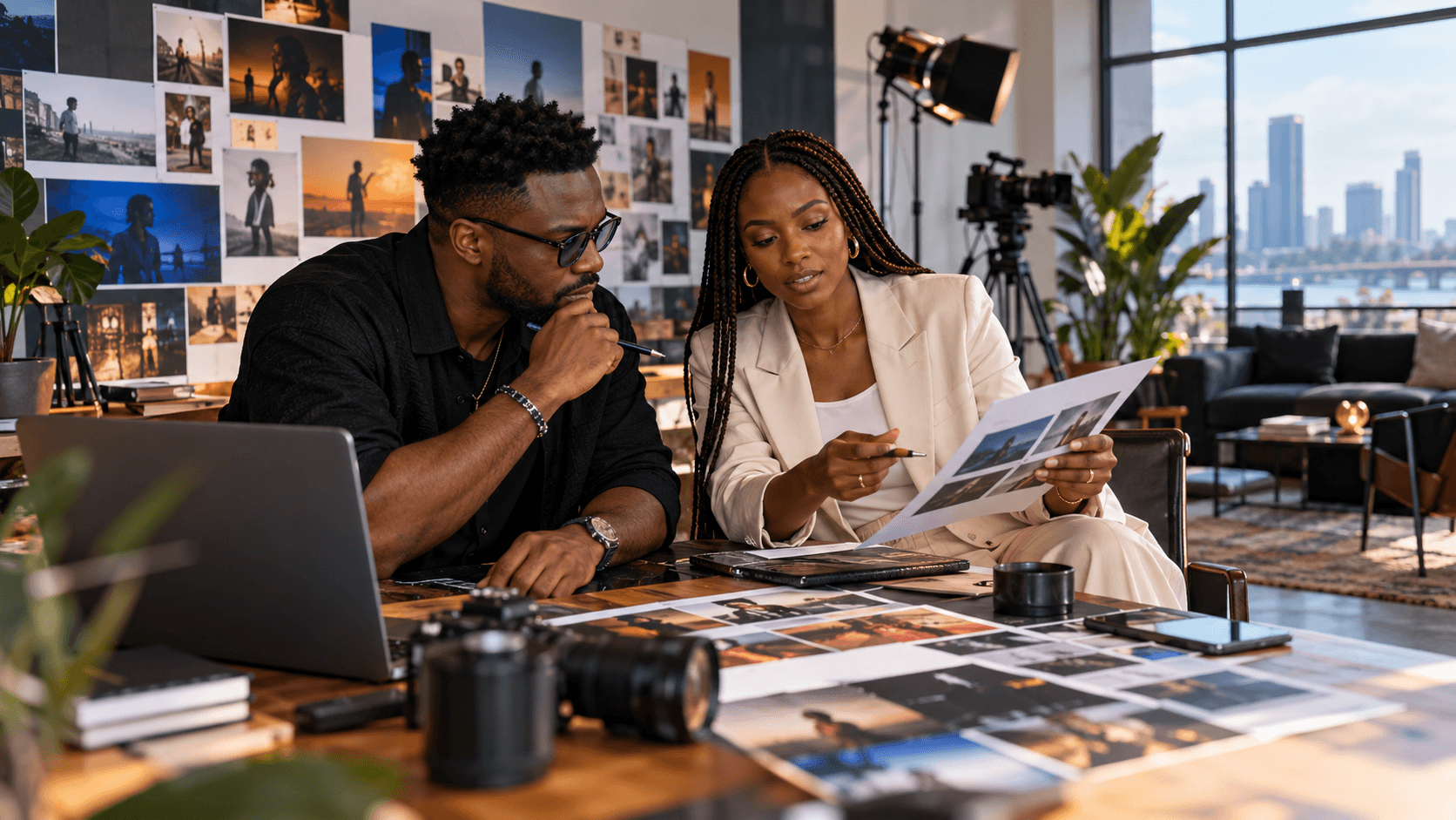 Nigerian creative professionals reviewing a commercial project